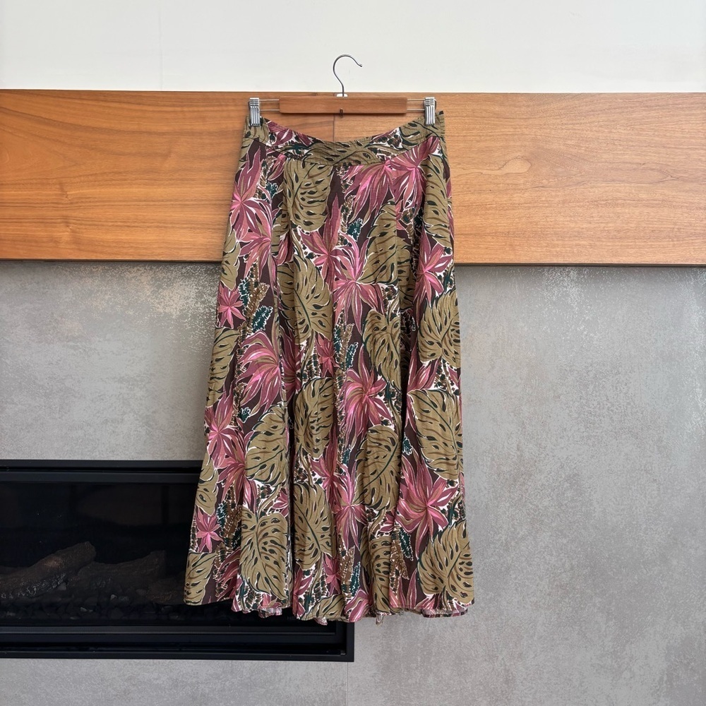 Madewell Crinkled Crepe Maxi Skirt in Brushstroke Monstera, Size 8 - Picture 4 of 14